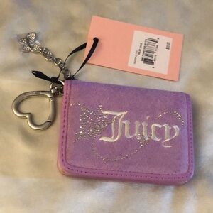 Juicy Couture Violet Tulle Wing It Card Case Key Fob Rhinestone Butterfly NWT
